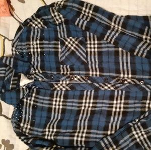 Girls long sleeve button down flannel